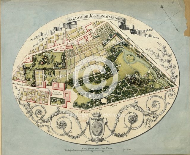 Plan of the Montreuil Estate of Madame Elisabeth, 1788. Artist: Huvé, Jean-Jacques (1742-1808)