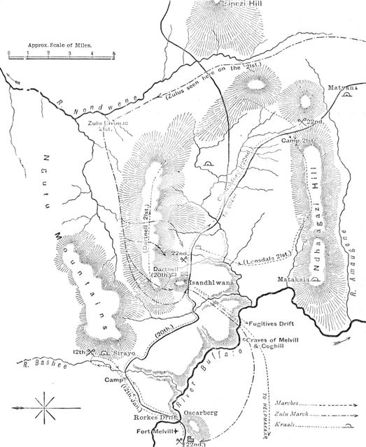 'Plan of the Marches near Isandhlwana between Jan. 12th and 22nd, 1879', c1880. Artist: Unknown.
