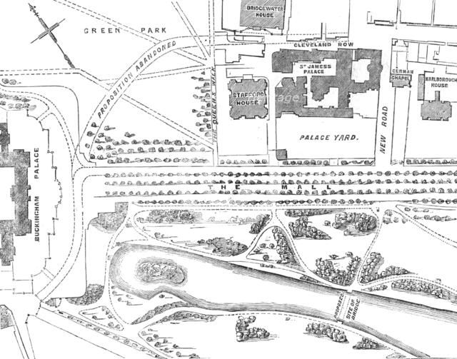 Plan of the New Opening into St. James's-Park, 1856.  Creator: Unknown.