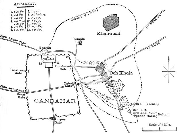 'Plan of the Sortie from Candahar, (Aug. 16, 1880)', c1880. Artist: Unknown.