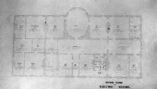 Plan of the second floor of the White House, between 1889 and 1906. Creator: Frances Benjamin Johnston