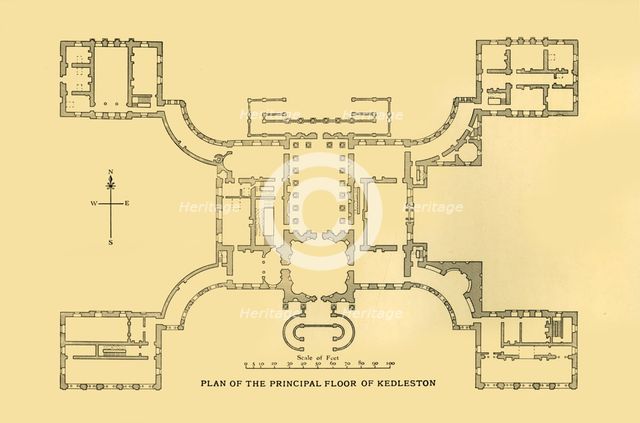'Plan of the Principal Floor of Kedleston', 1925. Creator: Unknown.