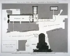 Plan of the public offices and buildings at Westminster, London, 1810. Artist: Anon