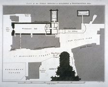Plan of the public offices and buildings at Westminster, London, 1810. Artist: Anon