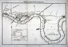 Plan of the River Thames showing the London Docks and the Isle of Dogs, 1797 Artist: Anon