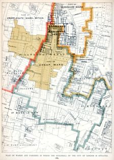 Plan of the Wards and Parishes in Which the Guildhall of the City of London is Situated 1886