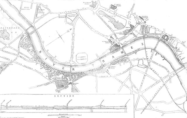 Plan of the Thames Embankment, 1862. Creator: John Dower.