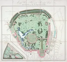 Plan of the Zoological Gardens, Regent's Park, St Marylebone, London, 1828. Artist: Edward Mogg