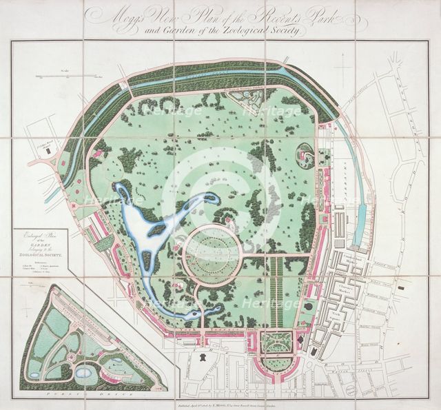 Plan of the Zoological Gardens, Regent's Park, St Marylebone, London, 1828. Artist: Edward Mogg