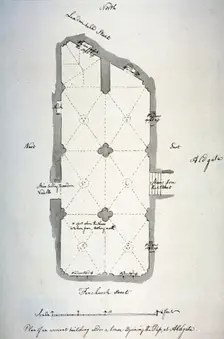 Plan of vaulting in St Michael's Crypt, Aldgate, London, 1784. Artist: John Carter