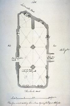 Plan of vaulting in St Michael's Crypt, Aldgate, London, 1784. Artist: John Carter