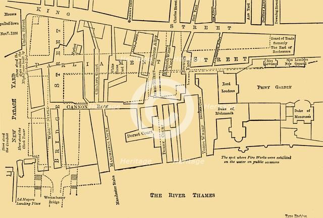 'Plan of a Portion of Westminster Between 1734 and 1748 - Before the Erection of Parliament Street', Creator: Unknown.