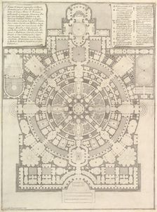 Plan of a spacious and magnificent College designed after the ancient gymnasia of the Gree..., 1750. Creator: Giovanni Battista Piranesi