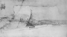 Plan of an Embankment for Diverting the Arno c1480 (1945). Artist: Leonardo da Vinci