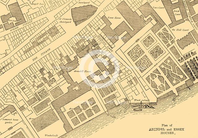 'Plan of Arundel and Essex Houses', (1881). Creator: Unknown.