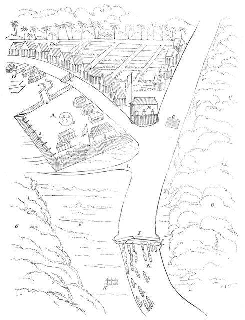 Plan of attack on the Borneo pirates, 1845. Creator: Unknown.