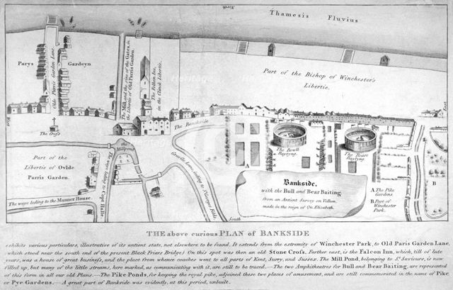 Plan of Bankside, Southwark, London, c1570. Artist: Anon