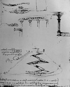Plan of Canal Ascending Hill By Means of Locks 1928. Artist: Leonardo da Vinci