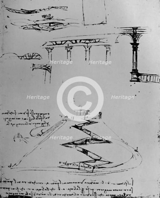 Plan of Canal Ascending Hill By Means of Locks', 1928. Artist: Leonardo da Vinci.