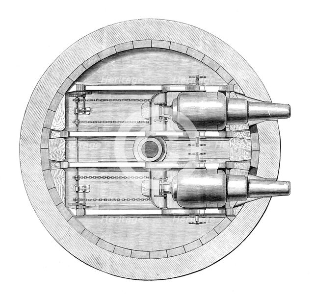Plan of Captain Scott's turret gun-carriage in the Glatton, 1871. Creator: Unknown.