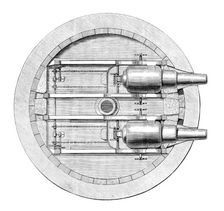 Plan of Captain Scott's turret gun-carriage in the Glatton, 1871. Creator: Unknown