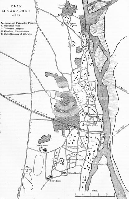 'Plan of Cawnpore', c1891. Creator: James Grant.