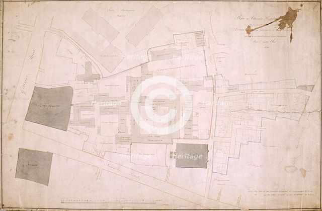 Plan of Christ's Hospital, Newgate Street, London and its adjoining estate, 1819.  Artist: Anon