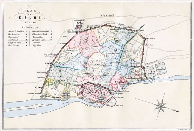 Plan of Delhi, India, 1857-1858, (1893). Creator: Guyoy & Wood.