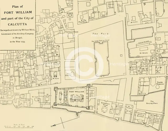 'Plan of Fort William and part of the City of Calcutta', 1925. Creator: Unknown.