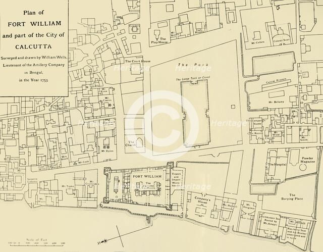 'Plan of Fort William and part of the City of Calcutta', 1925. Creator: Unknown.