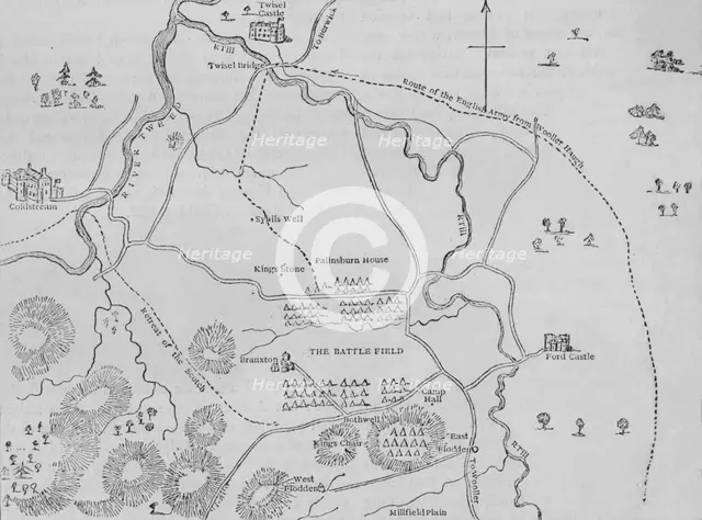 'Plan of Flodden Field', 9 September 1513, (c1880). Artist: Unknown.