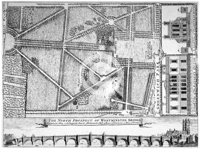 Plan of Greenwich Park, Greenwich, London, 1749. Artist: Anon