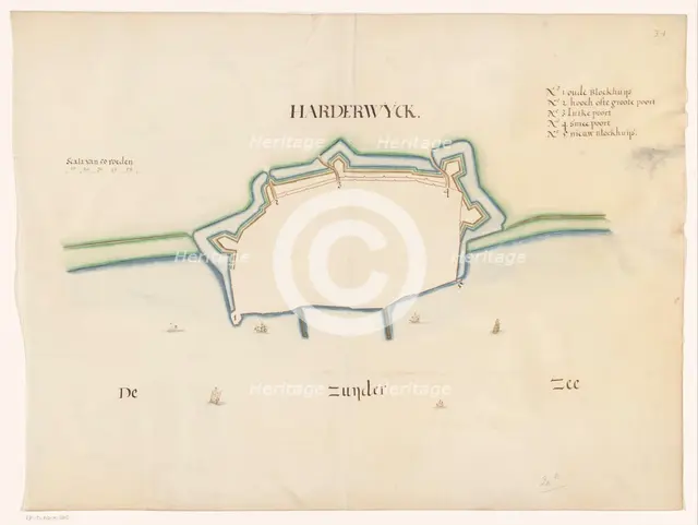 Plan of Harderwijk Fortress, c.1650-c.1799. Creator: Anon.