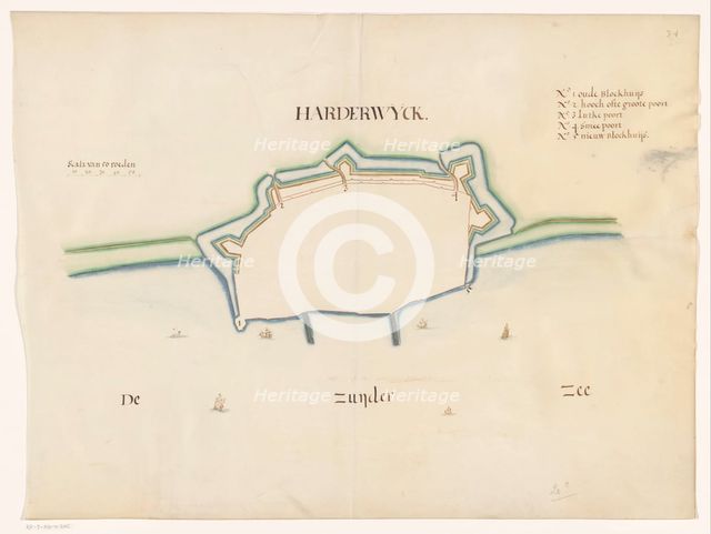 Plan of Harderwijk Fortress, c.1650-c.1799. Creator: Anon.
