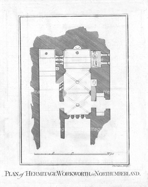 'Plan of Hermitage Workworth, in Northumberland.', late 18th century. Artist: Thornton.