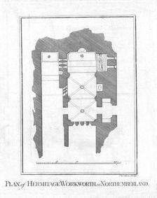 Plan of Hermitage Workworth, in Northumberland. late 18th century. Artist: Thornton