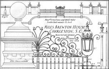 Plan of iron fence and brick walls, Miles Brewton House, Charleston, South Carolina, 1926. Artist: Albert Simons