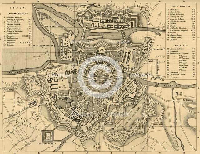 'Plan of Metz and its Fortifications', c1872. Creator: R. Walker.