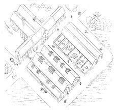 Plan of New Farm Buildings at Shirburn, Oxon., 1857. Creator: Unknown