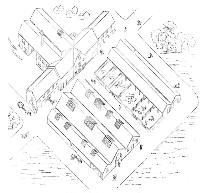 Plan of New Farm Buildings at Shirburn, Oxon., 1857. Creator: Unknown.
