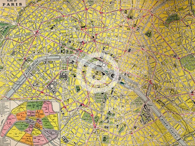 'Plan of Paris - Central District of the City of Light', c1930s. Artist: Unknown.