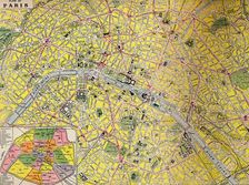 Plan of Paris - Central District of the City of Light c1930s
