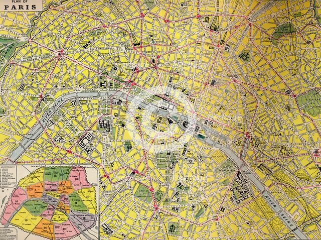 'Plan of Paris - Central District of the City of Light', c1930s. Artist: Unknown.