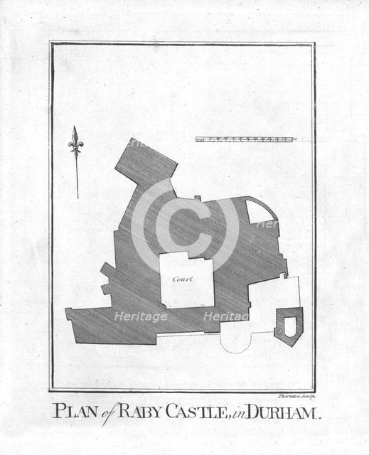 'Plan of Raby Castle, in Durham.', late 18th century. Artist: Thornton.
