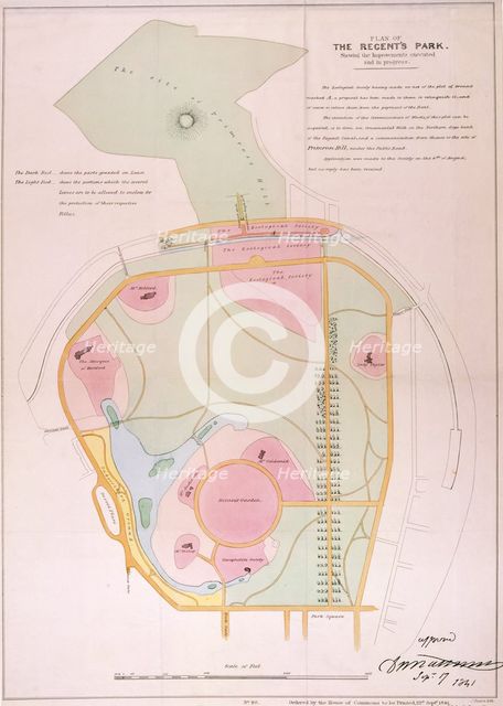 Plan of Regent's Park, 1841. Artist: Anon