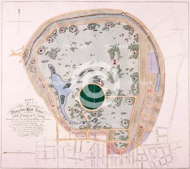 Plan of Regent's Park, London, c1822. Artist: Anon