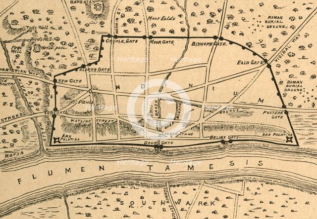 'Plan of Roman London', (1897). Creator: Unknown.