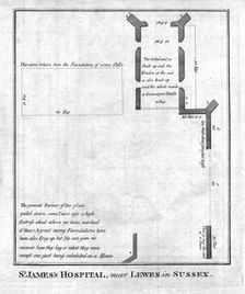 Plan of St James's Hospital near Lewes in Sussex, late 18th-early 19th century
