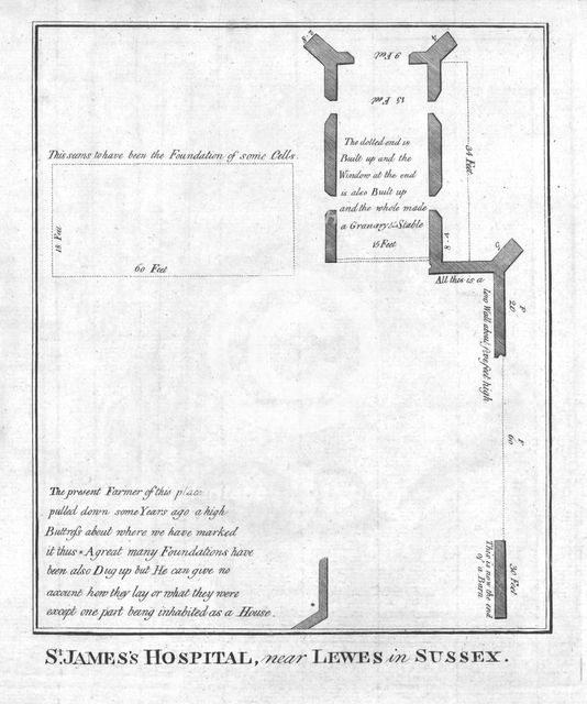 Plan of St James's Hospital near Lewes in Sussex, late 18th-early 19th century. Artist: Unknown.