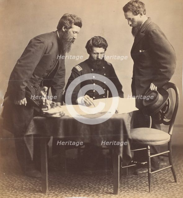 Planning the Capture of Booth, 1865. Creator: Alexander Gardner.